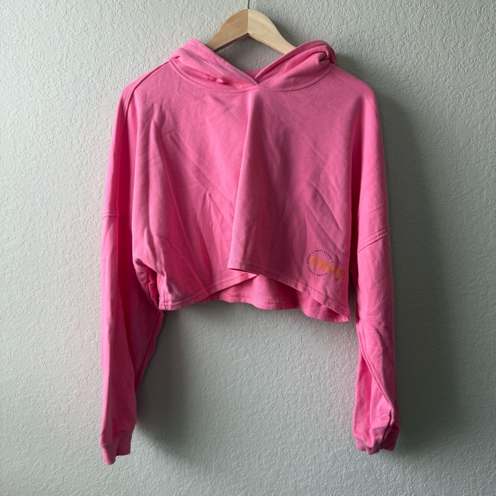 Savage X Fenty Pink Cropped Hoodie with Gold‎ Logo